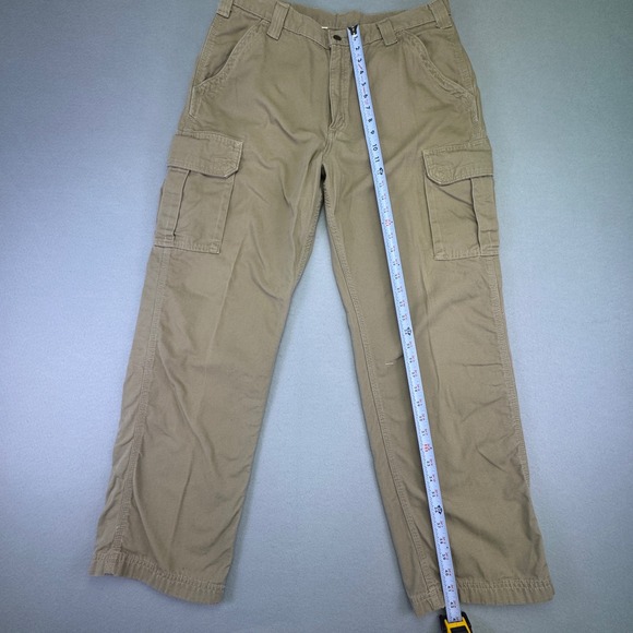Carhartt Men's Canvas Cargo Work Pants Khaki Utility Pocket Relaxed Fit 35x32 - Picture 3 of 8
